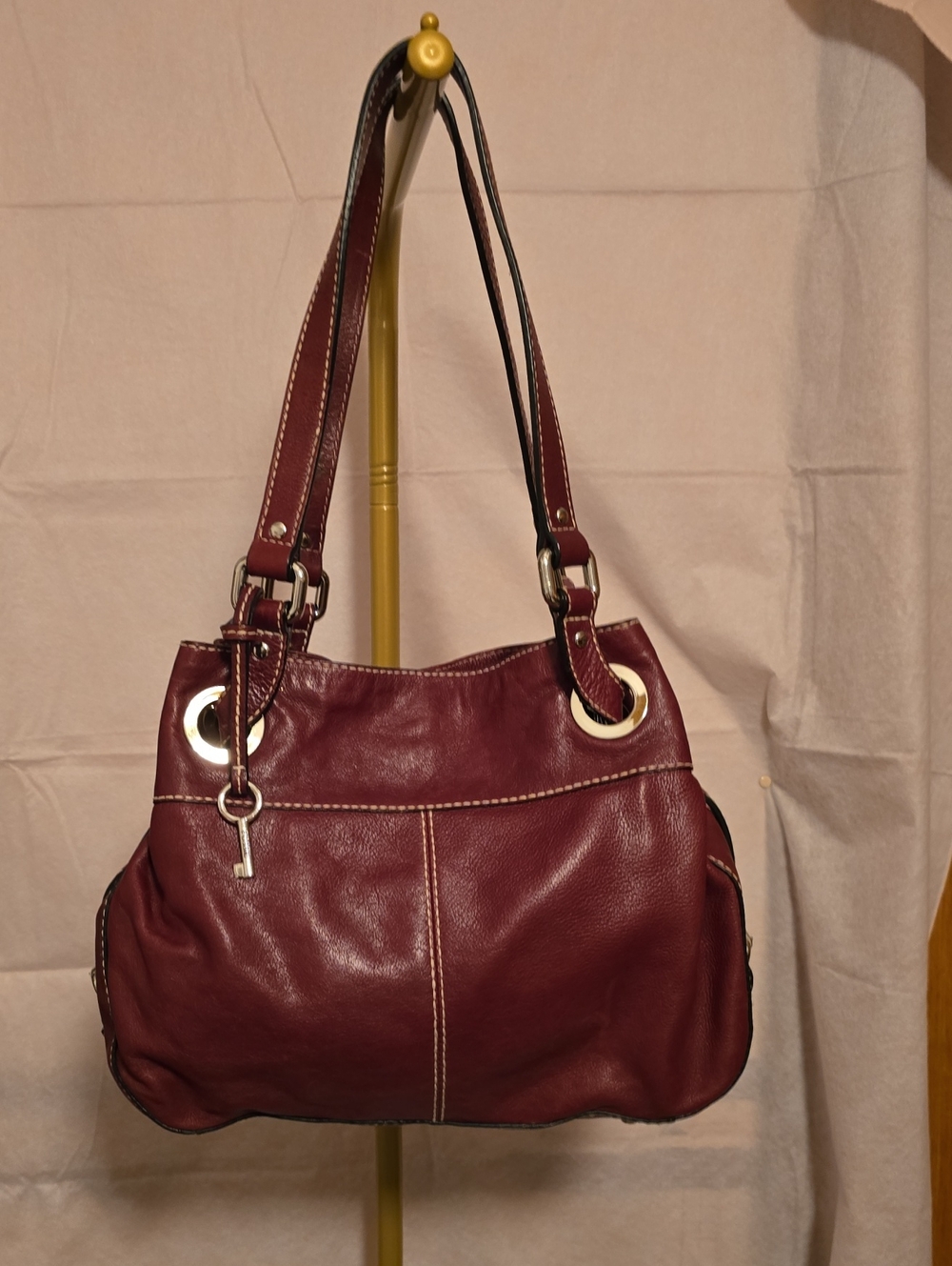 Fossil Leather Shoulder Bag in Chestnut Brown